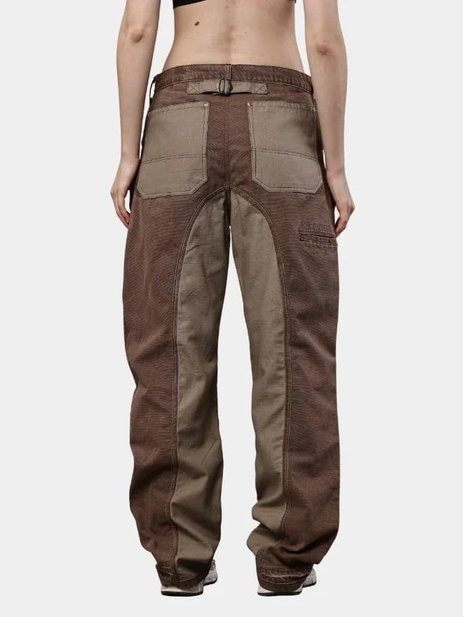 Reworked Duo-Tone Utility Pants with Buckle Belt — image 1 of 11