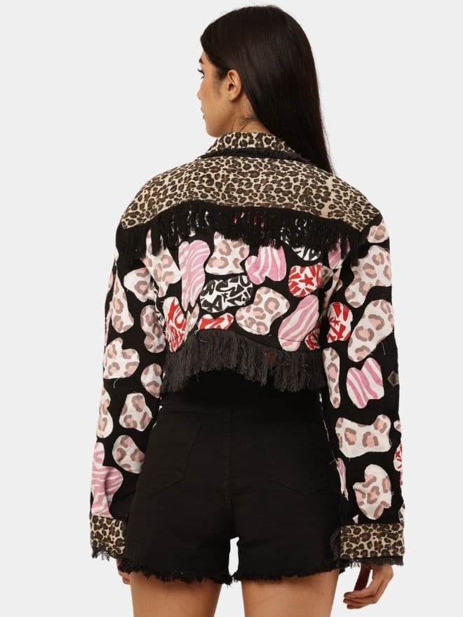 Patchwork Printed Fringe Jacket alternate