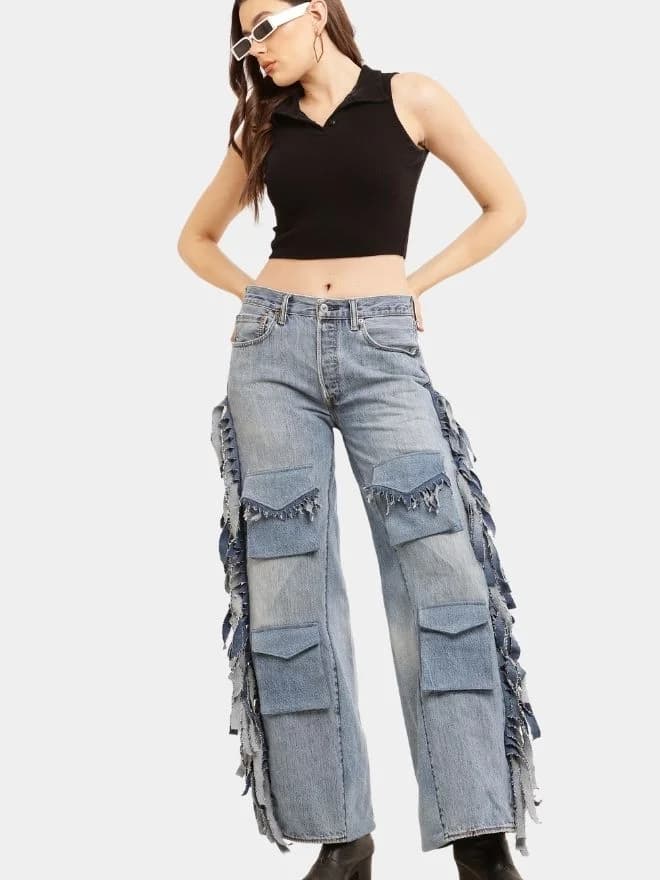 Fringe Cargo Reworked Levi’s Jeans thumbnail 4