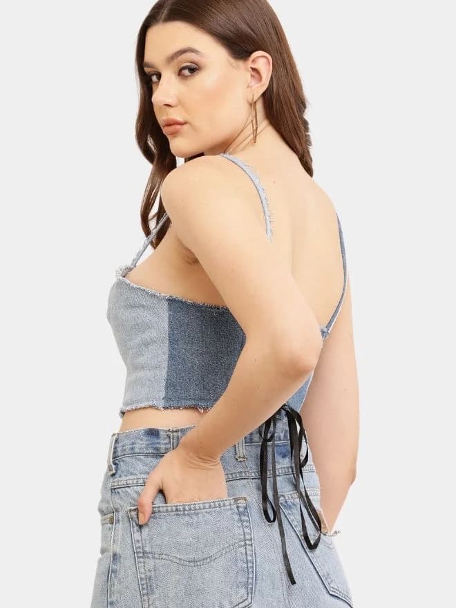 Denim Panel Midi Skirt thumbnail 4
