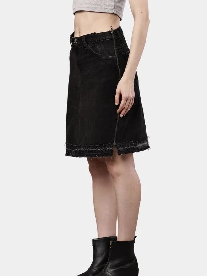 Black Pants Skirt with Dual Side Zippers thumbnail 3