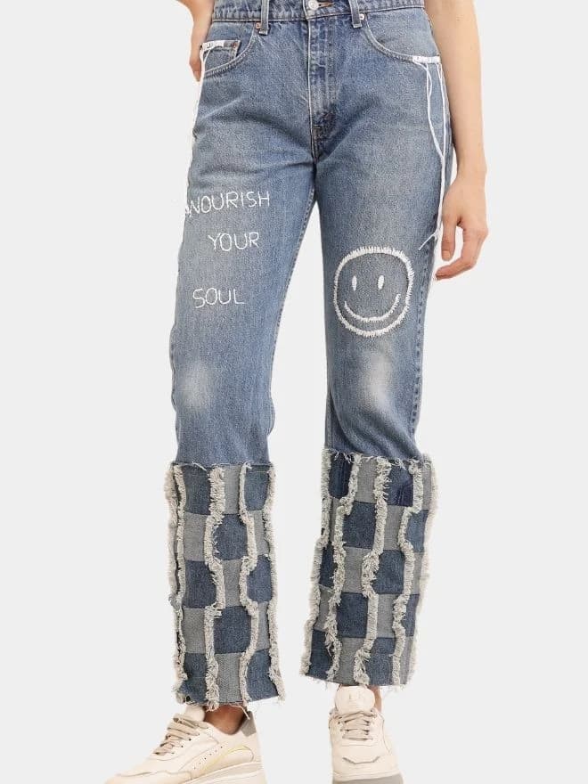 Embroidered Patchwork Levi’s Reworked Jeans — image 1 of 14