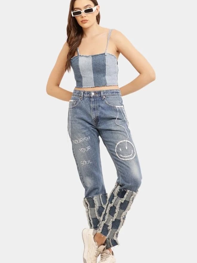 Embroidered Patchwork Levi’s Reworked Jeans thumbnail 2