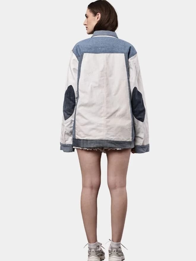 Dual-Tone Denim Patchwork Jacket thumbnail 2