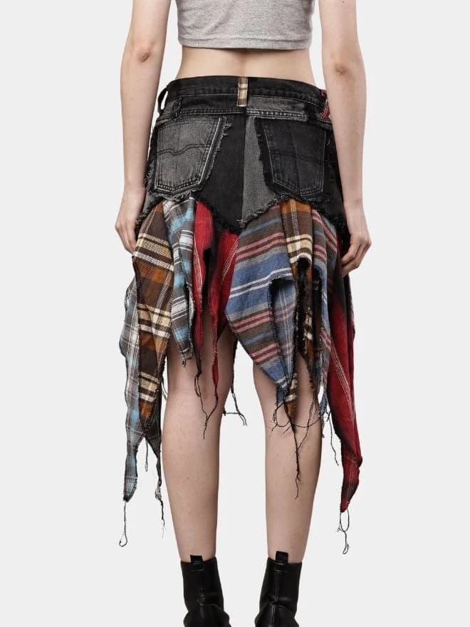 Levi’s & Flannel Patchwork Boho Skirt — image 1 of 9