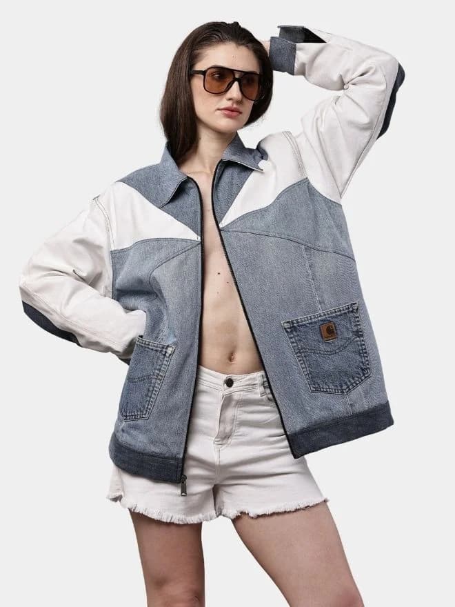 Dual-Tone Denim Patchwork Jacket — image 1 of 10