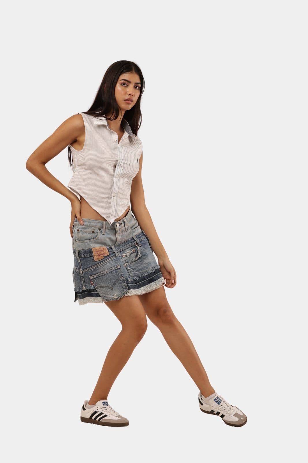 Levi’s Denim Skirt | Distressed Double Jean Design — image 1 of 4
