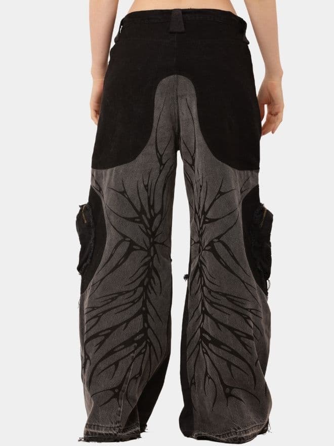 Denim Jeans with Circular Pockets & Cybersigilism Print — image 1 of 5