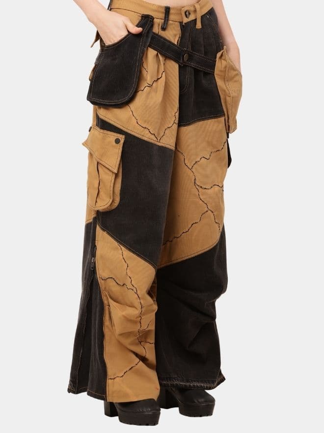 Detach Cargo Pant – Upcycled Embroidered Utility Denim — image 1 of 4