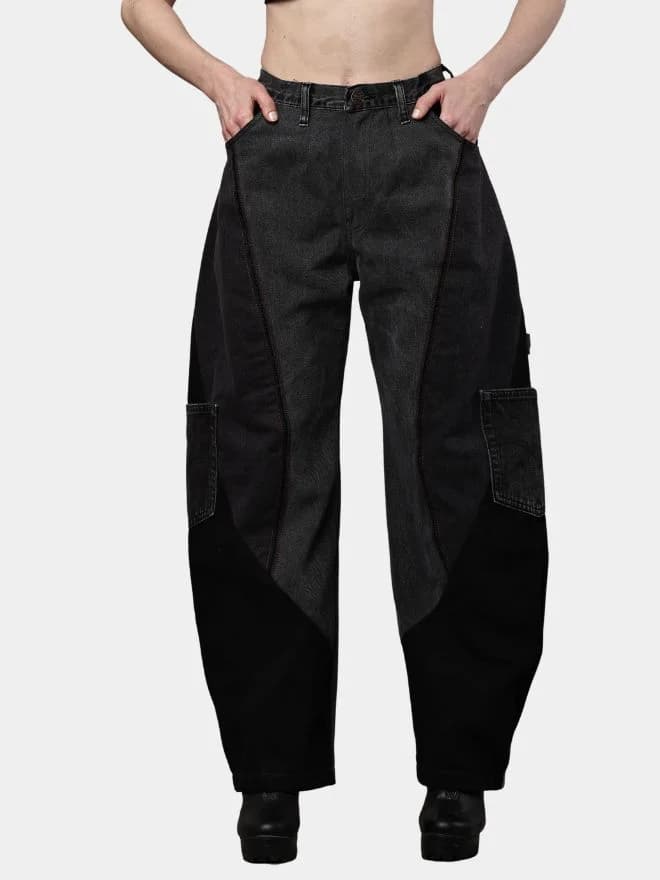 Duo Tone Black Pants with Side & Back Pocket Details — image 1 of 12