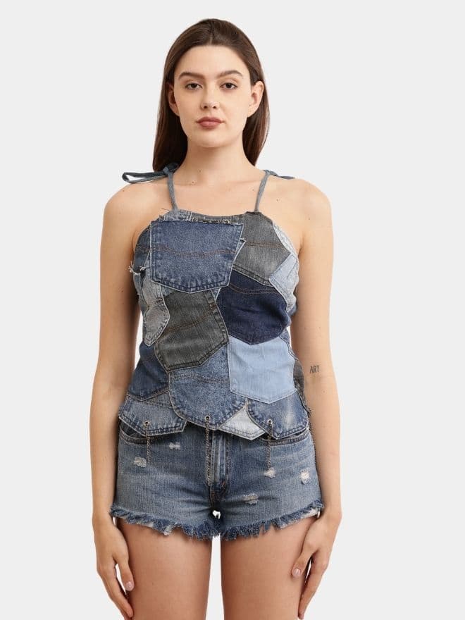 The Backless Pocket Top – Recycled Denim alternate